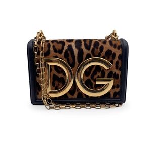 Stunning Dolce & Gabbana Calf Hair Animal Print Crossbody with Gold Chain
